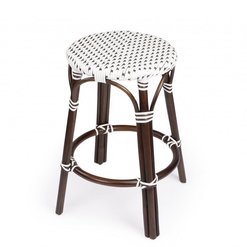 Rattan Backless Counter Height Bar Chair - Dark Brown White And Brown