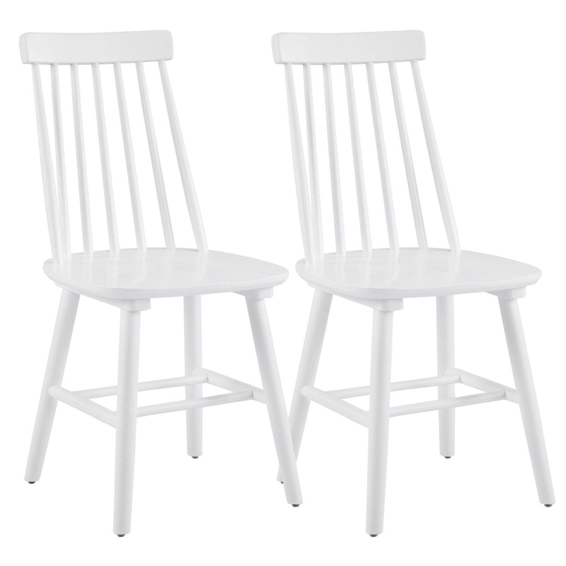 Solid Wood Windsor Back Dining Side Chairs (Set of 2) - White