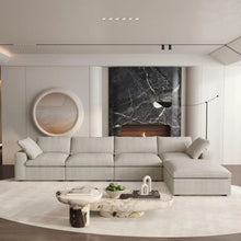 Load image into Gallery viewer, 120" 2 Piece Living Room Set Blend Modular Sofa With Ottoman Storage - Khaki
