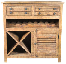 Load image into Gallery viewer, Rustic Solid Wood 2 Door Wine Bar Cabinet - Natural
