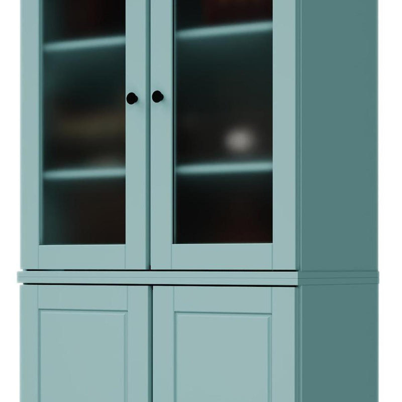 Solid Wood Adjustable Six Tier Library Bookcase With Four Doors (751453) - Aqua