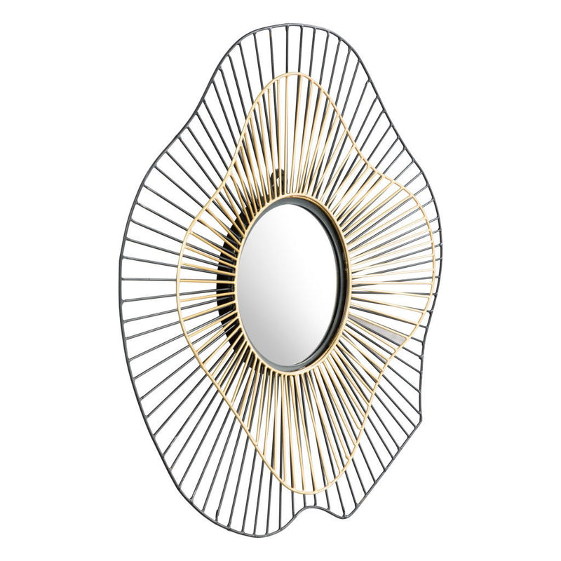 22" Abstract Metal Framed Accent Mirror - Black