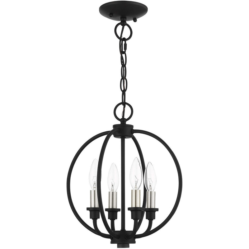 13" Four Light Dimmable Chandelier With Shades - Black