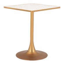 Load image into Gallery viewer, 24" Wood And Steel Pedestal Base Square Dining Table - Beige / Gold
