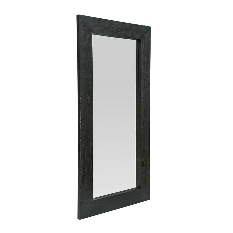 Wood Leaning Framed Standing Mirror - Black