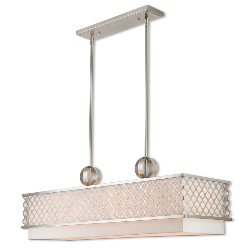 17" Nine Light Dimmable Chandelier With Shades - Nickel