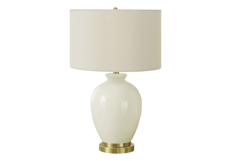 Ceramic Urn Table Lamp With Cream Drum Shade - Gold And Ivory