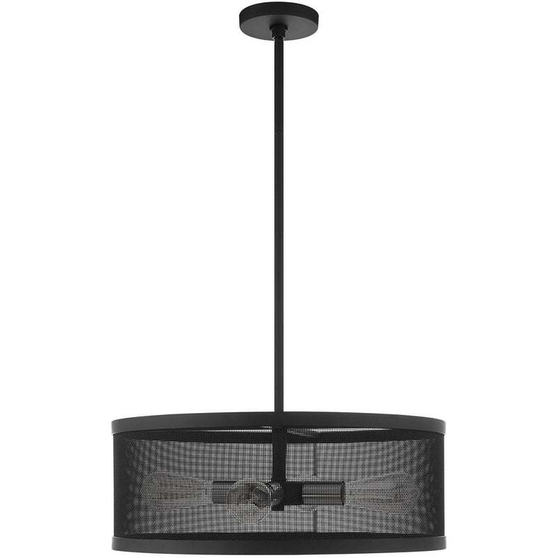 16" Four Light Dimmable Chandelier With Shades - Black