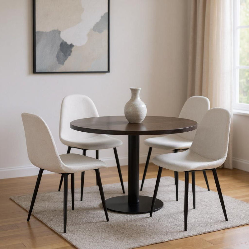Fabric Metal Dining Side Chairs (Set of 4) - Beige / Black