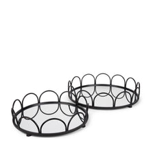 Load image into Gallery viewer, Metal Mirrored Glass Vanity Trays (Set of 2) - Black / Silver
