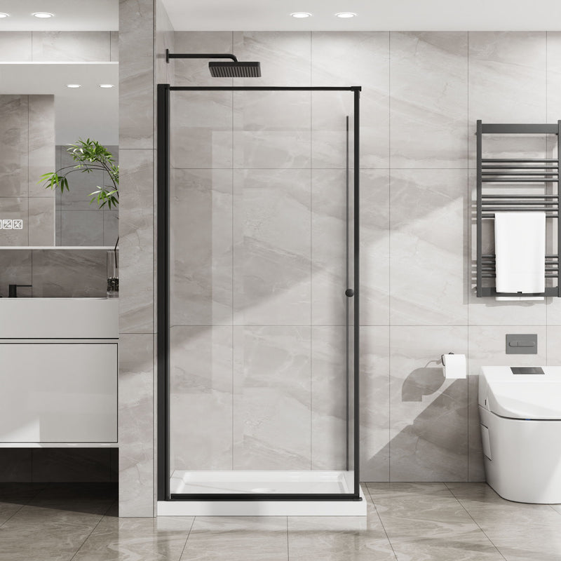 Goodyo - Frameless Corner Shower Door - Matte Black