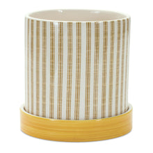 Load image into Gallery viewer, Striped Round Pot Planters (Set of 2) - Yellow / White
