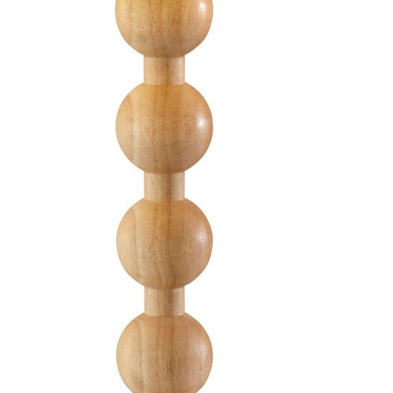 Solid Wood Candlestick Table Lamp With Off-White Drum Shade - Brown