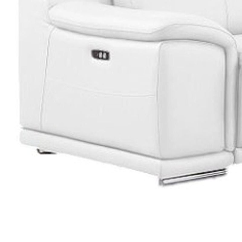 Leather Modular L-Shaped Eight Piece Corner Sectional With Console - White