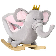 Load image into Gallery viewer, Qaba - Baby Rocking Horse Elephant Rocking Chair Toddler Rocker Toy With Sound Wooden Base Seat Safety Belt For 1.5-3 Year Old - Gray
