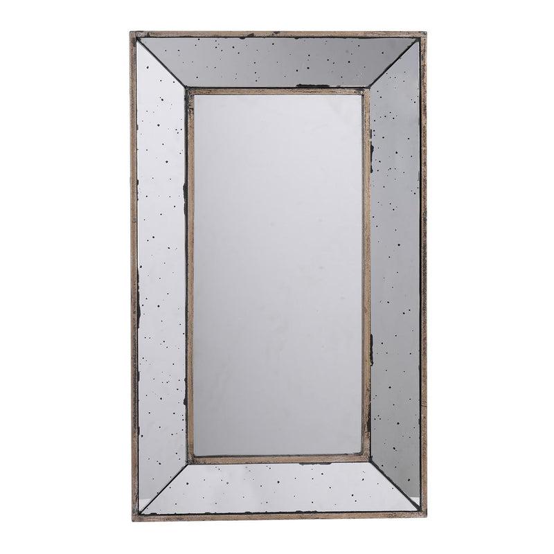 24" Framed Antiqued Accent Mirror - Silver