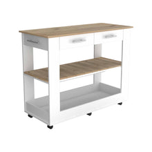 Load image into Gallery viewer, 40" Rolling Kitchen Cart With Storage - Brown / White
