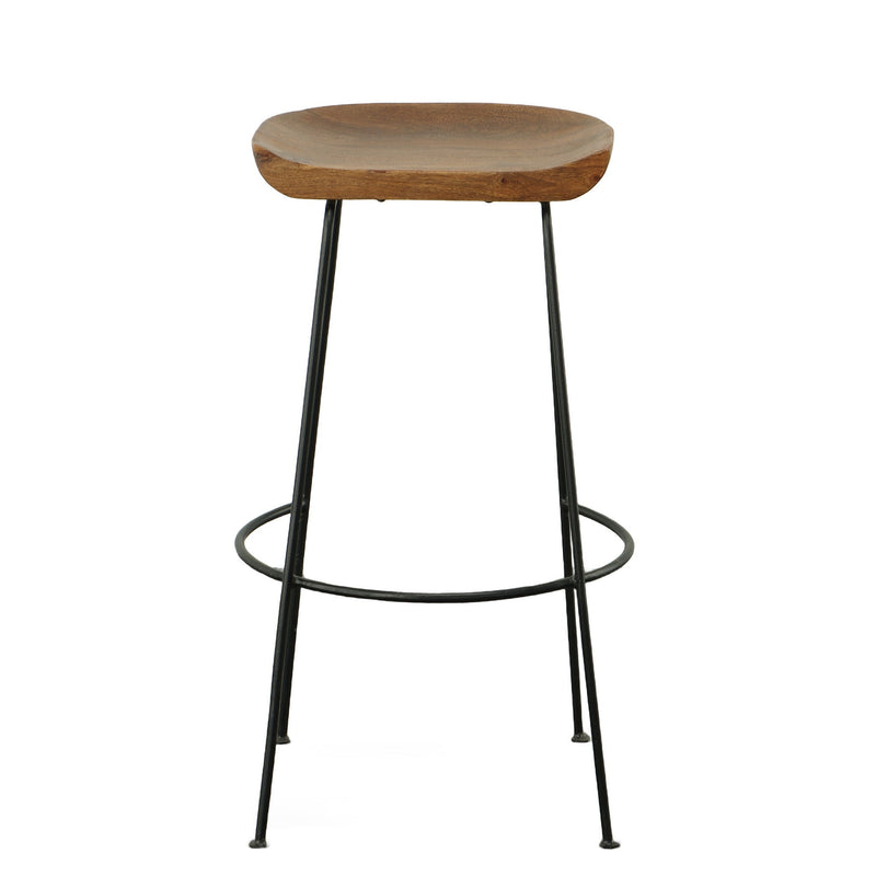 Steel Backless Bar Height Bar Chairs (Set of 2) - Chestnut And Black