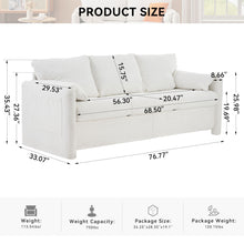Load image into Gallery viewer, Modern 3 Seater Sofa Chenille Couch Plush Triple Seater Sofa With High Density Foam Cushions, Deep Seat Living Room Couch For Family Room, Apartment &amp; Home Theater - Ivory White
