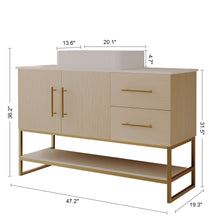 Load image into Gallery viewer, Bathroom Vanity With Vessel Sink Accent Free Standing Cabinet - Ameican White Oak / Gold / White
