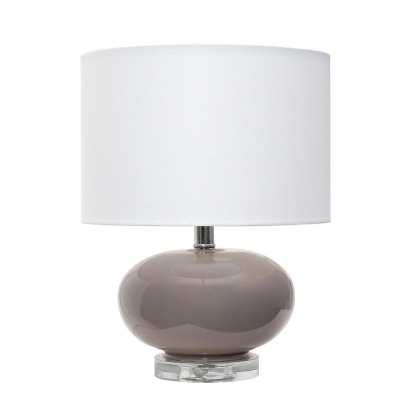 Round Table Lamp With Drum Shade - Gray