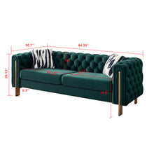 Load image into Gallery viewer, Chesterfield Modern Tufted Velvet Living Room Sofa, 84.25&#39;&#39;W Couch,Green
