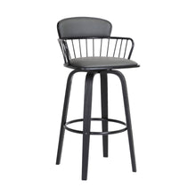 Load image into Gallery viewer, Faux Leather Swivel Low Back Counter Height Bar Chair - Gray And Black
