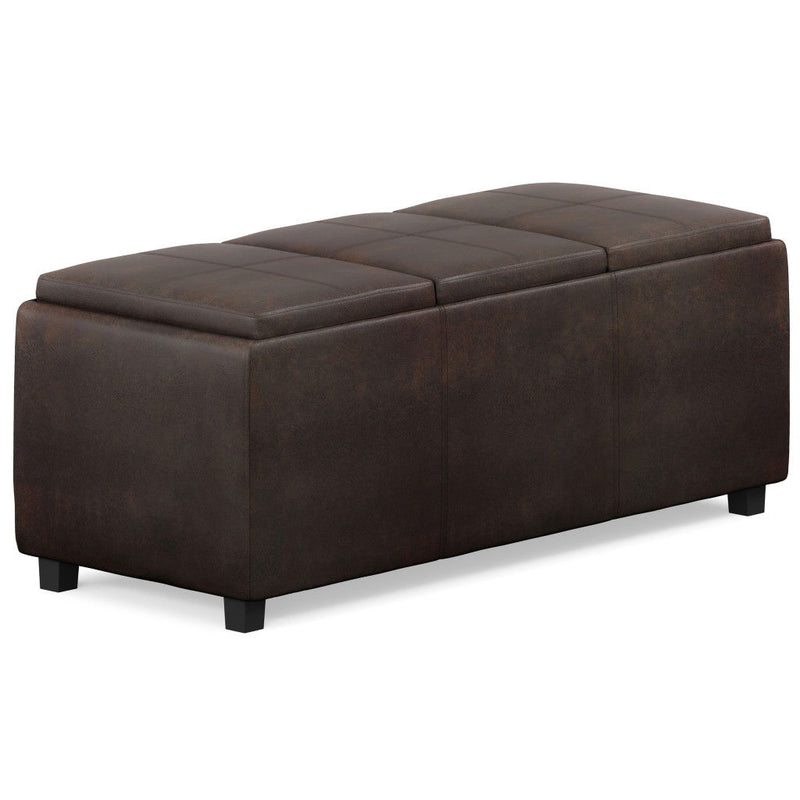42" Upholstery Storage Ottoman - Dark Brown / Brown