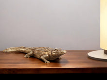 Load image into Gallery viewer, Golden Crocodile Finish Sculpture - Gold / Brass
