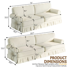Load image into Gallery viewer, Luxuriously Comfortable Cloud Couch With Elegant Rolled Arms &amp; Pleated Skirt Design
