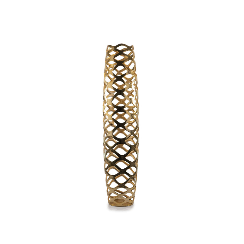 Pierced Geometric Cylinder Floor Vase (722474) - Gold