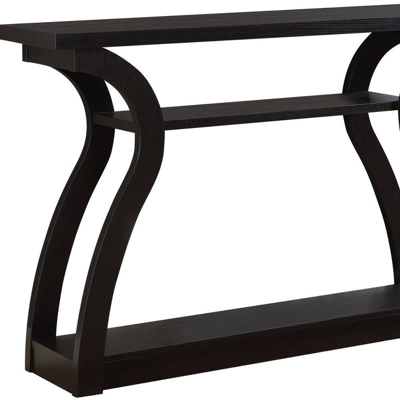 Floor Shelf Console Table With Storage - Espresso
