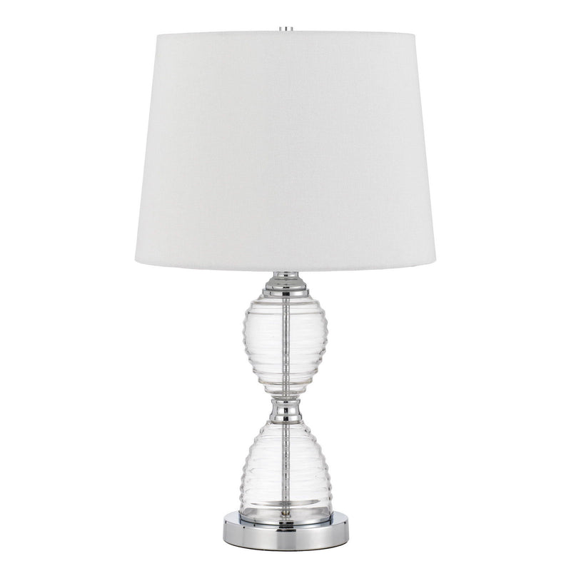 24" Metal Table Lamp With Empire Shade - Clear White