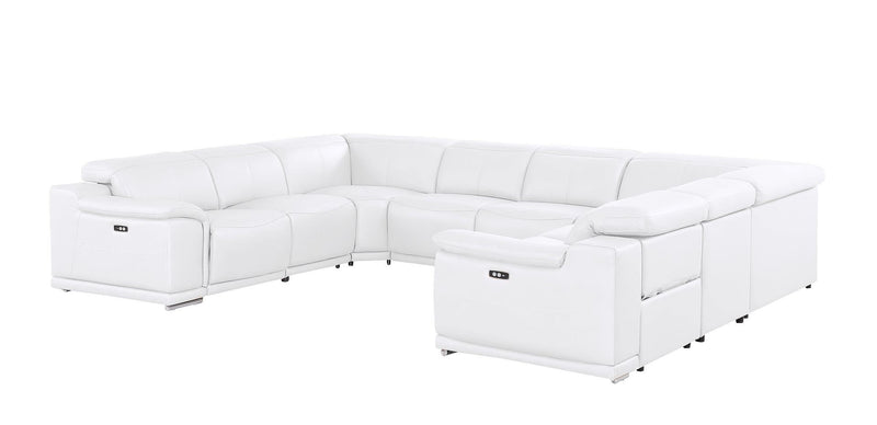 Leather Modular U Shaped Eight Piece Corner Sectional - White