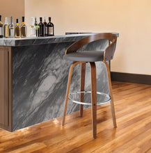 Load image into Gallery viewer, Faux Leather And Iron Low Back Bar Height Swivel Bar Chair - Gray And Brown

