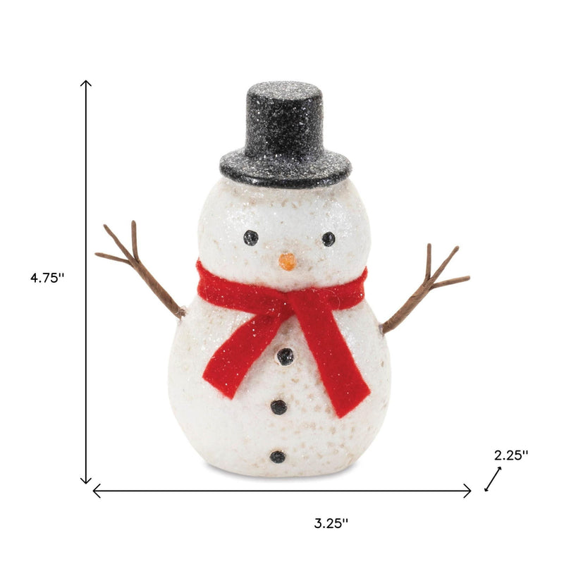 Fabric Christmas Snowman Figurine (Set of 6) - White / Red