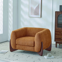Load image into Gallery viewer, Modern Upholstered Boucle Arm Chair With Tuxedo Design And Triangular Legs
