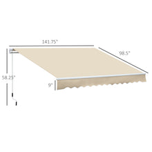 Load image into Gallery viewer, Outsunny - 12' x 8' Retractable Awning Patio Awnings Sun Shade Shelter With Manual Crank Handle, 280G / M² Uv &amp; Water-Resistant Fabric And Aluminum Frame For Deck, Balcony, Yard - Cream White

