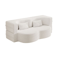 Load image into Gallery viewer, Modern Floor Sofa, With 2 Pillows, Convertible Teddy Fabric Foam Filled Bed
