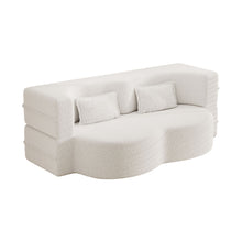 Load image into Gallery viewer, Modern Floor Sofa, With 2 Pillows, Convertible Teddy Fabric Foam Filled Bed
