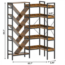 Load image into Gallery viewer, Ten Tier Corner Bookcase - Brown / Black
