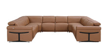 Load image into Gallery viewer, Italian Leather Power Reclining U Shaped Eight Piece Corner Sectional With Console - Chestnut
