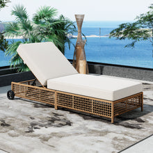 Load image into Gallery viewer, Outdoor Lounge Chair With 5 Position Backrest With Cushion And Wheels
