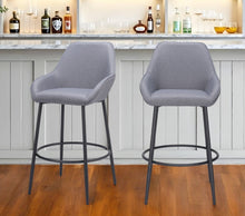 Load image into Gallery viewer, 30" Fabric And Steel Bar Height Bar Chairs (Set of 2) - Gray And Black
