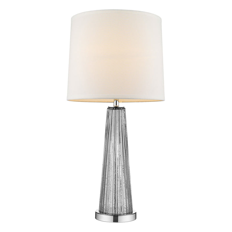 Glass Buffet Lamp With Off-White Empire Shade - Silver