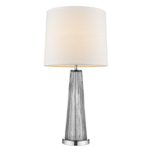 Load image into Gallery viewer, Glass Buffet Lamp With Off-White Empire Shade - Silver
