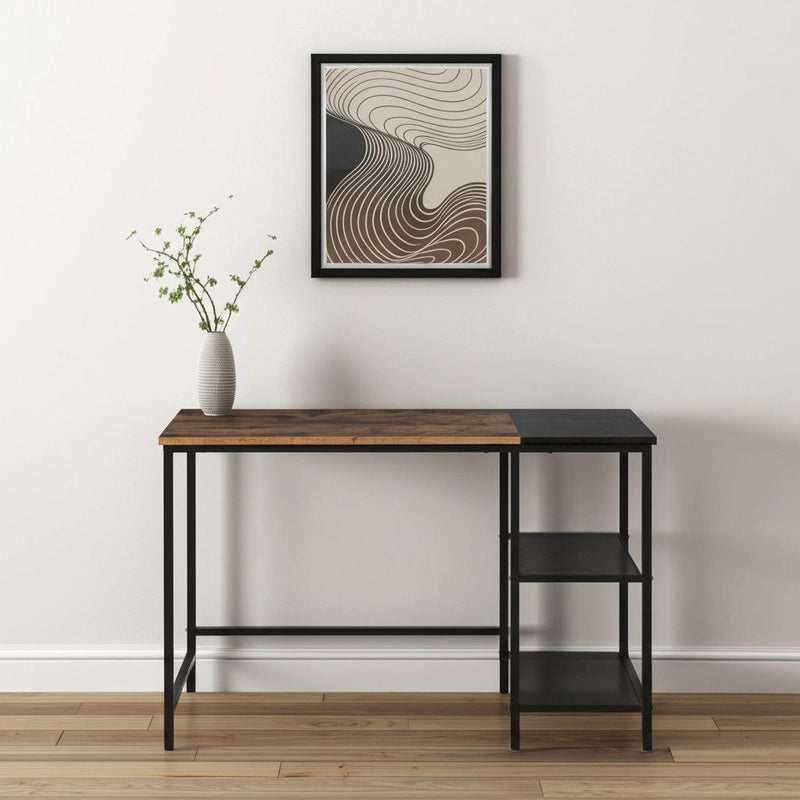 43" Wood And Metal H-Shape Computer Desk - Black And Brown