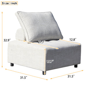 Outdoor Modular Sofa, with Aluminum Structure, Support Cushion and Back Cushion Cover-Removable, Fade-resistant, Waterproof Sofa Cover Included,Beige (The rate : Based on a single piece )