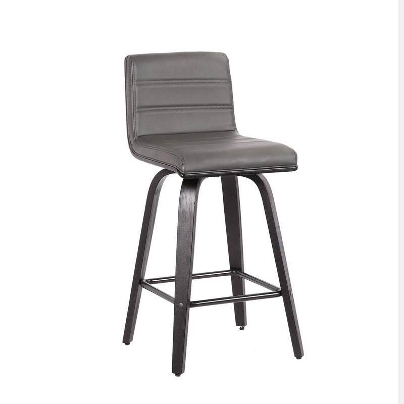 Fabric And Iron Low Back Counter Height Swivel Bar Chair - Gray And Black