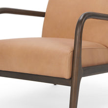 Load image into Gallery viewer, Genuine Leather And Solid Wood Arm Chair - Tan / Dark Brown
